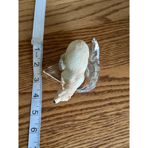 HTF Franklin Mint Resin Polar Bear on Crystal Ice Glass Base Sculpture Animal - Picture 9 of 11